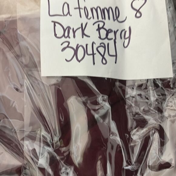 LA FEMME 30484 Ruched Sleeveless Jersey GOWN SIZE size 8 DARK BERRY NWT - Picture 9 of 9